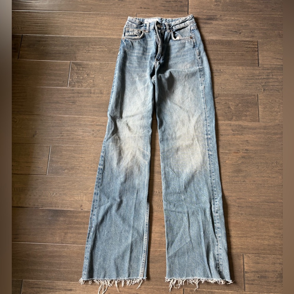 Zara Light Blue Wide Leg Jeans
